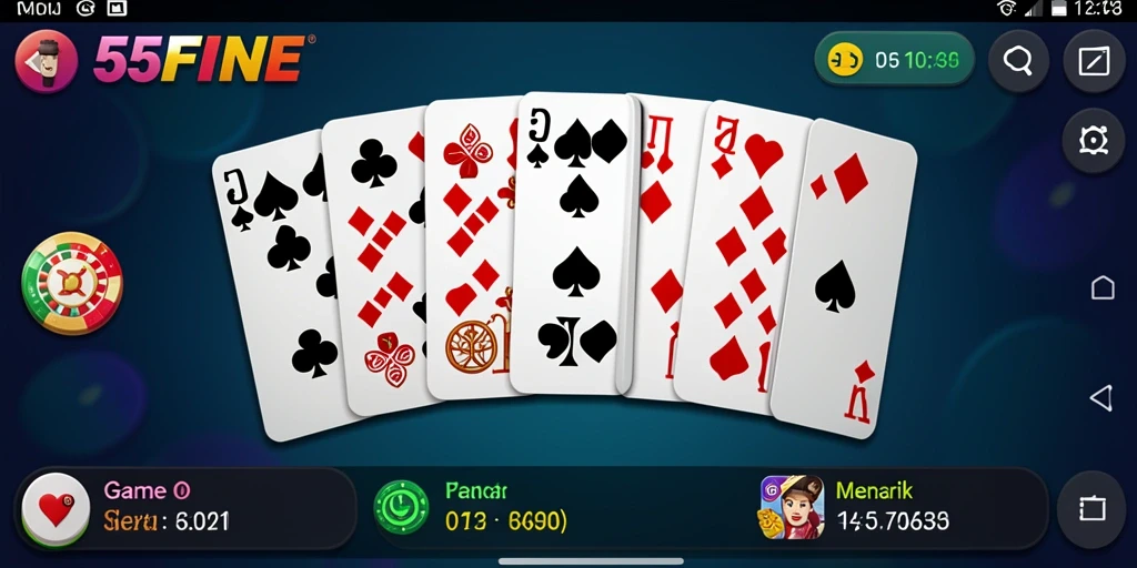 Screenshot dari gameplay seru 55FIVE dalam permainan Domino.