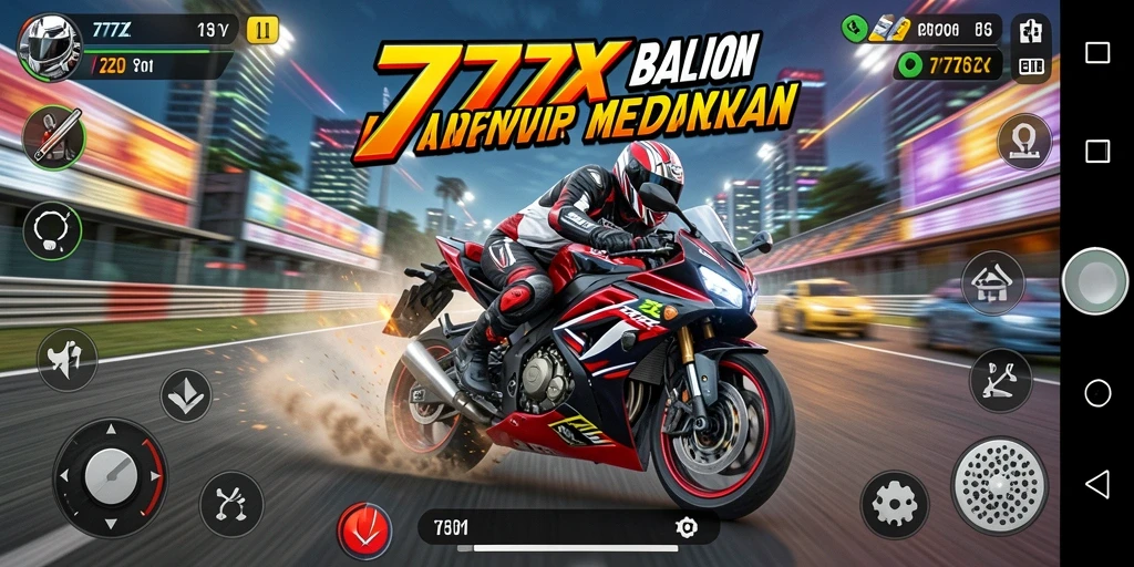 Gameplay mendebarkan balapan motor di lintasan yang beragam.
