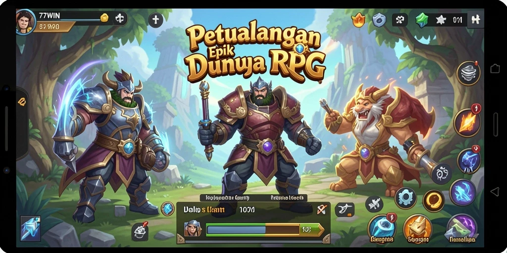 Tampilan gameplay menegangkan dan keindahan grafis RPG 77WIN.