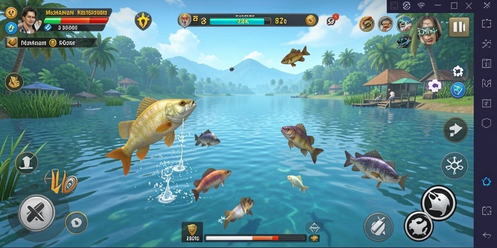 Tampilan gameplay 8ZK yang menampilkan aksi memancing yang menarik.