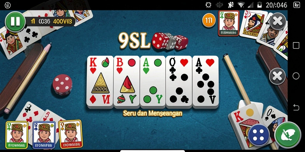Tampilan gameplay seru dari 9SL dalam permainan domino.