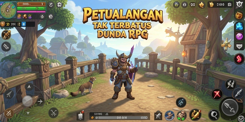 Screenshot menunjukkan aksi seru dalam pertarungan petualangan RPG.