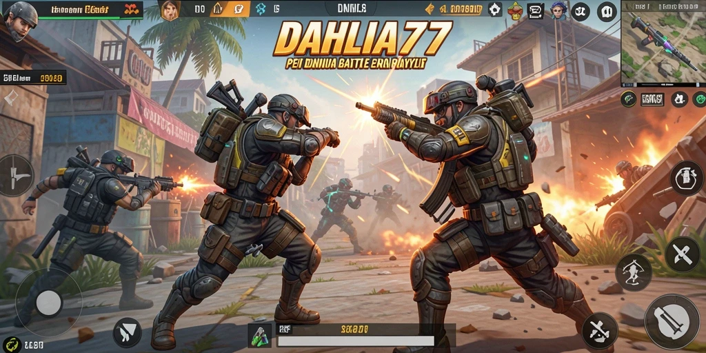 Tangkapan layar <strong>DAHLIA77</strong> menampilkan intensitas pertarungan di arena Battle Royale.