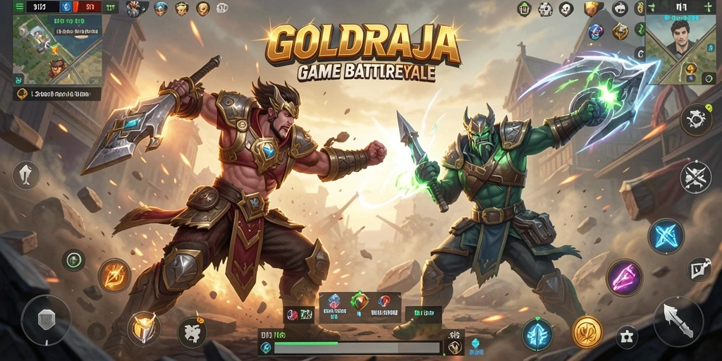 Gameplay intens di arena <strong>GOLDRAJA</strong> dengan pertempuran seru dan taktis.