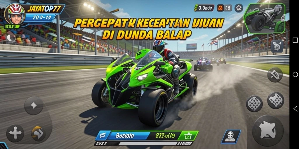 Screenshot gameplay JAYATOP77 menampilkan balapan yang penuh aksi.