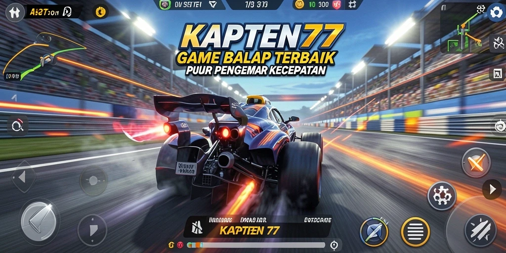 Tangkapan layar gameplay KAPTEN77 dengan aksi balap intens.