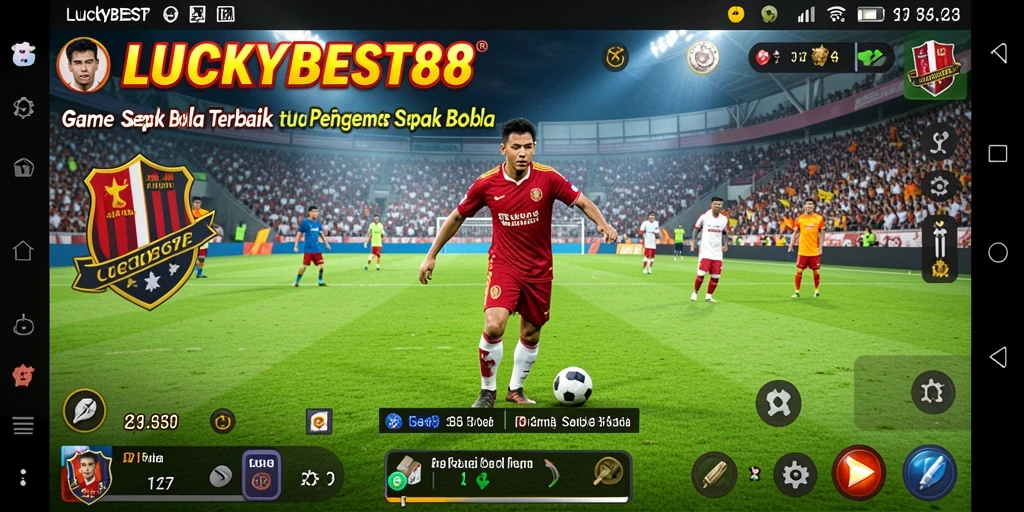 Tampilan gameplay <strong>LUCKYBEST88</strong> dengan aksi seru sepak bola.