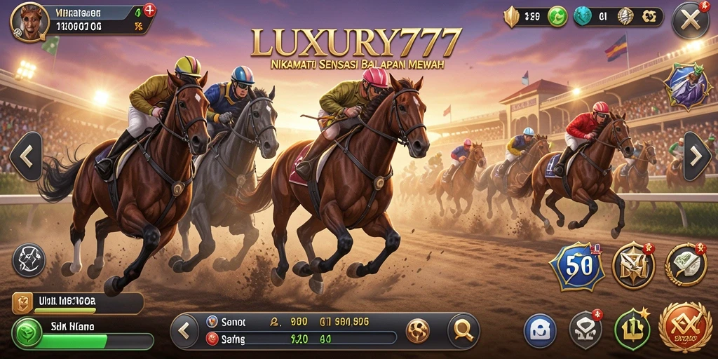 Screenshot utama LUXURY777 menampilkan balapan mendebarkan dengan mobil-mobil mewah.