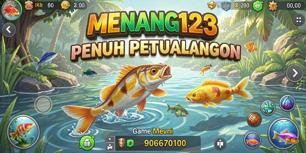 Tampilan gameplay MENANG123 dengan berbagai lokasi memancing yang indah.