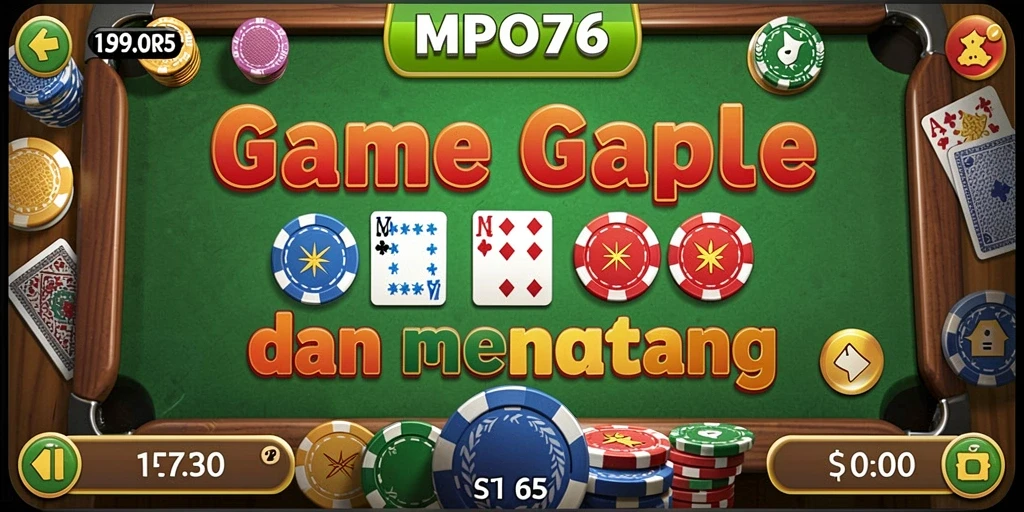 Screenshot MPO76 menampilkan gameplay Gaple yang dinamis dan seru.