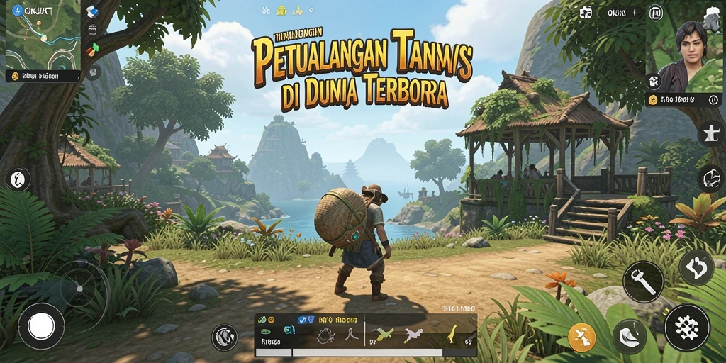 Screenshot menunjukkan gameplay OKJKT dengan eksplorasi dunia terbuka yang luas.