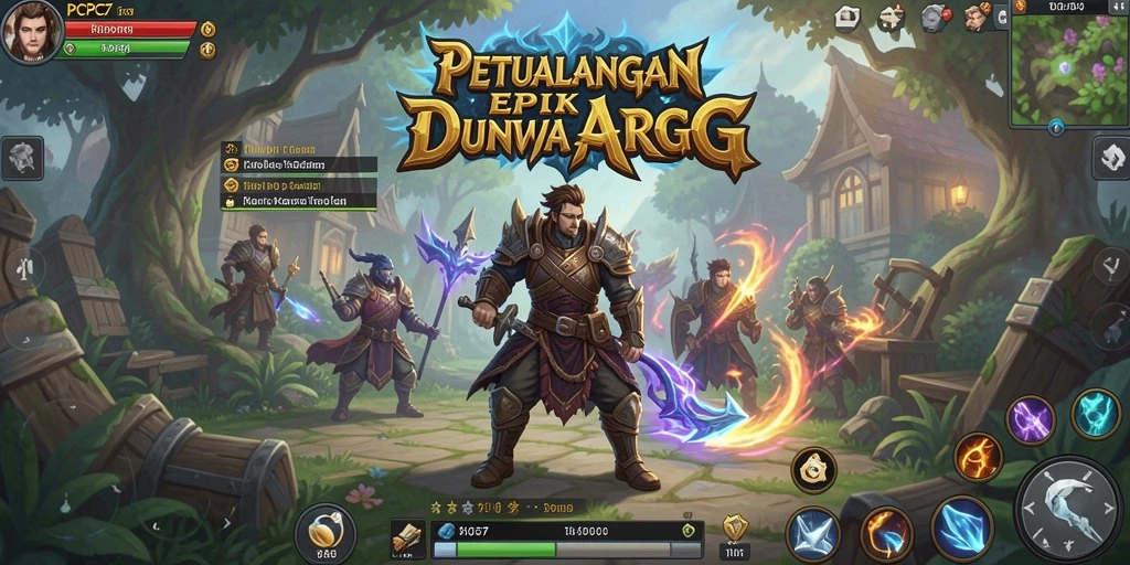 Tampilan seru gameplay ARPG PCPC7 dengan karakter dan monster.