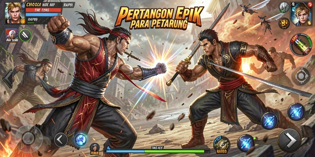 Tampilan gameplay <strong>RAP89</strong> yang intens dan mendebarkan saat bertarung.