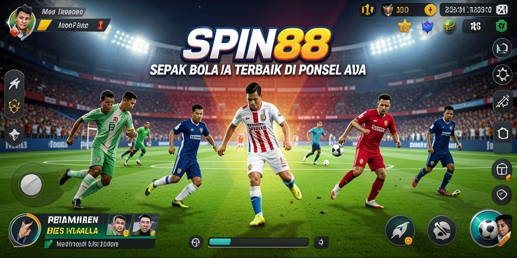 Screenshot gameplay SPIN88 yang menampilkan aksi sepak bola seru.