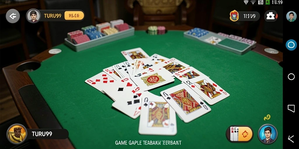 Screenshot gameplay Gaple TURU99 yang seru dan interaktif.