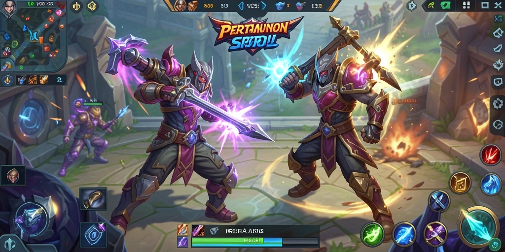 Tampilan screenshot VC55 menampilkan aksi dinamis dalam pertarungan MOBA.
