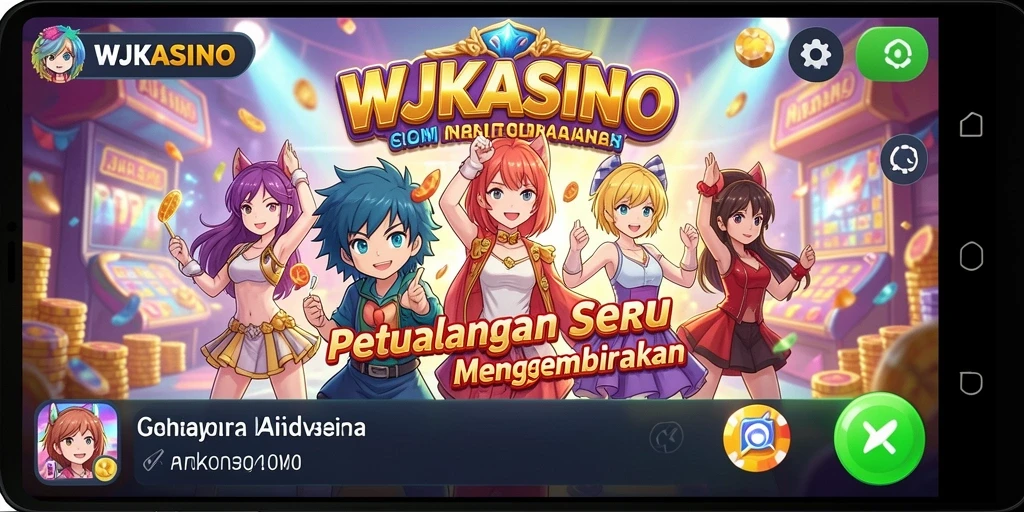 Tampilan gameplay seru dari WJKASINO dengan karakter anime yang menawan.
