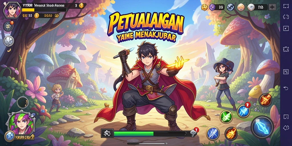 Tampilan dinamis dari gameplay YYRR yang penuh aksi dan warna.